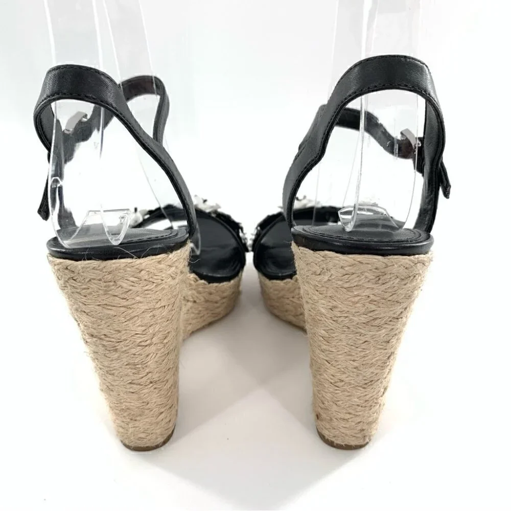 Michael Michael kors sandals 5 35 Jill black white leather platform Espadrilles